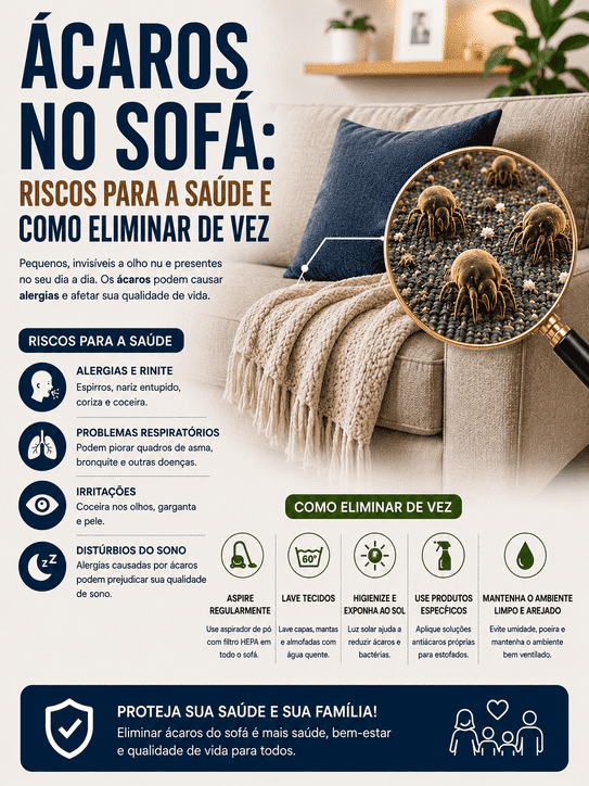 Ácaros no Sofá: Riscos para a Saúde e Como Eliminar de Vez 1 Limpinho - Limpeza - Higienização - Impermeabilização - Estofados